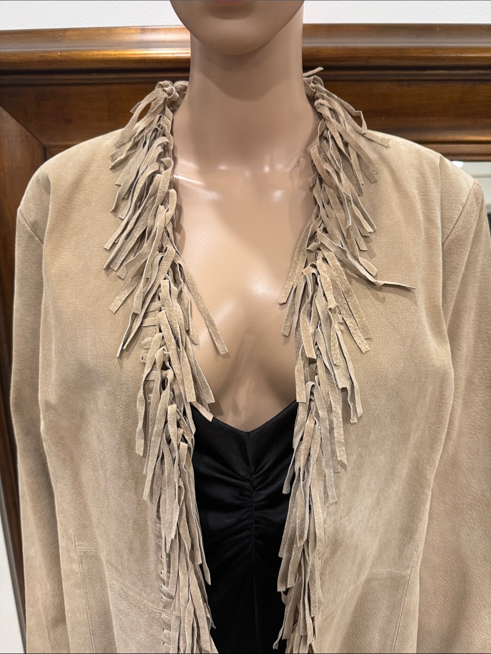 Vintage Y2K Dialogue Fringe Trim Suede Jacket Size Medium - Picture 2 of 7